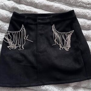 Altar'd State Black Mini Skirt with Silver Accents